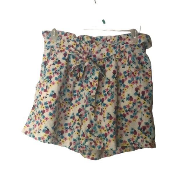 Ana Pants - a.n.a Womens High Waist Paper Bag High Waisted Short Small Multicolored Floral‎